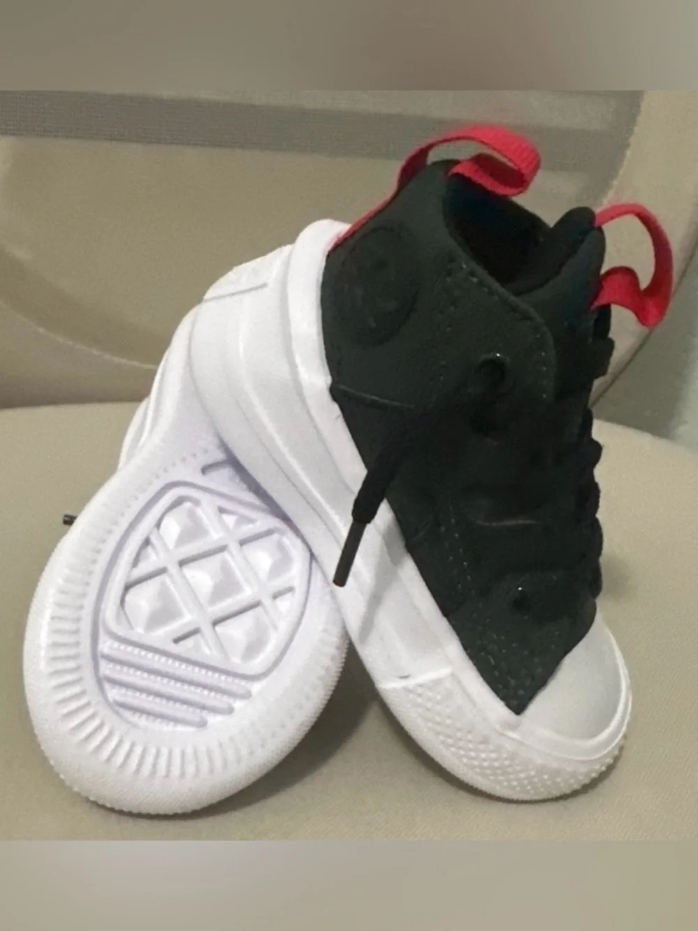 Converse Kids Black High-Top Sneakers with Red Heel Tabs